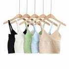 V-neck Ribbed-knit Crop Camisole Top