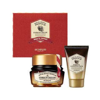 Skinfood - Royal Honey Propolis Enrich Cream Set (holiday Edition): Cream 63ml + Sleeping Pack 40ml 2pcs