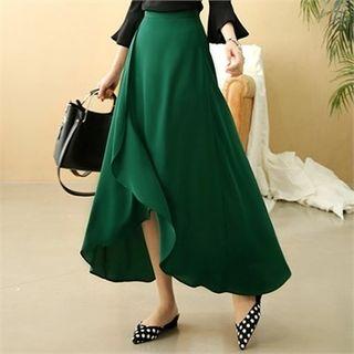 Petal-hem Long Chiffon Skirt