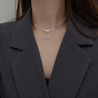 925 Sterling Silver Lettering Layered Choker