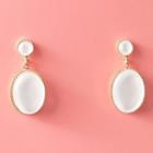 Cat Eye Stone Dangle Earring 1 Pair - Drop Earring - White - One Size