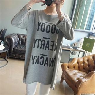 Cuff-sleeve Lettering T-shirt