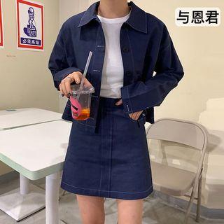 Button Jacket / Mini A-line Skirt