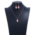 Set: Snowman Necklace + Earring As Shown In Figure - One Size