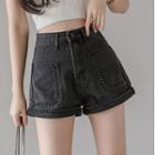 Rivet Wide-leg Denim Shorts