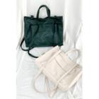 Flap-pocket Faux-leather Tote Bag