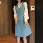 Sleeveless Single-breasted Midi Dress