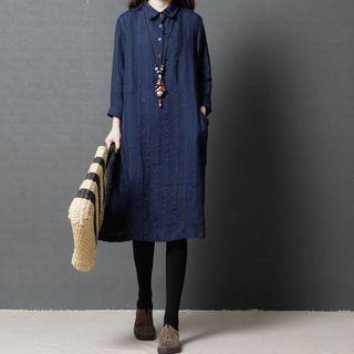 Plus Size Loose-fit Striped Shirtdress