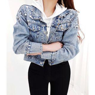 Pearly Denim Trucker Jacket Blue - One Size