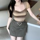Cap-sleeve Striped Top / Skirt