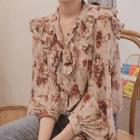 Flower Print Blouse Almond - One Size