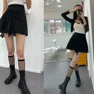 Asymmetric Drawstring Miniskirt With Inset Shorts