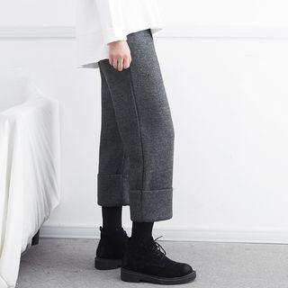 Straight-cut Cropped Wool Pants