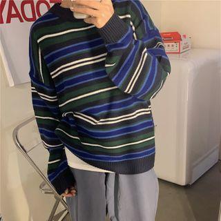 Striped Sweater Green & Blue & Black - One Size
