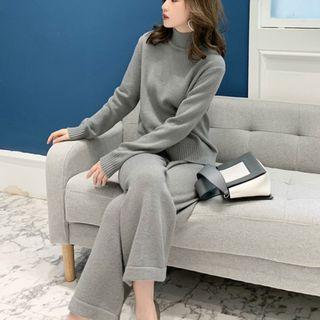 Set: Knit Hoodie + Midi A-line Knit Skirt