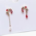 Non-matching Rhinestone Faux Pearl Dangle Earring S925 Sterling Silver - One Size