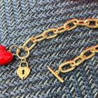 Heart Lock-pendant Chain Bracelet Gold - One Size
