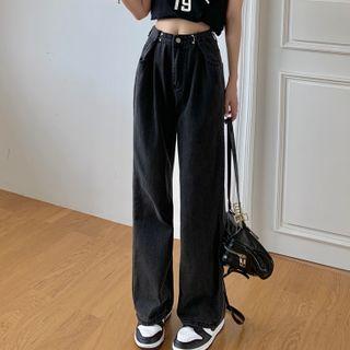 Washed Straight Leg Wide Leg Jeans