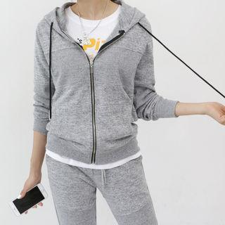 Contrast-trim Zip-up Hoodie