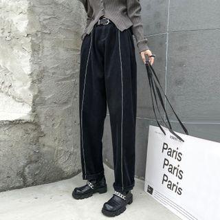 High Waist Stitch Straight Leg Pants