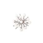 Fashion Bright Snowflake Freshwater Pearl Brooch With Cubic Zirconia Silver - One Size