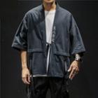 Elbow-sleeve Chinese Character Print Jacket