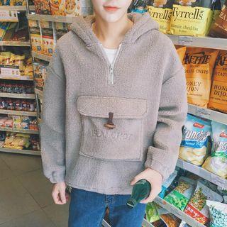 Faux Shearling Pocket Detail Hoodie