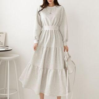 Raglan Tiered Long Sweatshirt Dress
