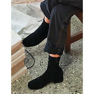Square-toe Faux-suede Short Boots