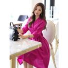 Wrapped-lapel A-line Chiffon Dress