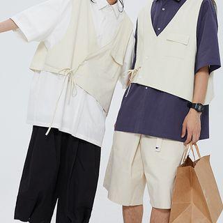 Couple Matching Inset Vest Oversized Tee