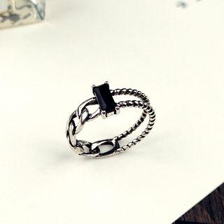 Stone Ribbed Chain Layered Ring