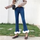 Furry Trim Boot Cut Jeans
