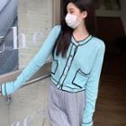 Long-sleeve Cardigan Light Blue - One Size