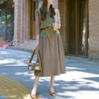 Sweater Vest / Long-sleeve Top / Midi A-line Skirt / Set