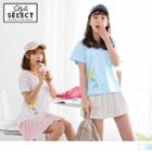 Lace-up Back Mermaid Print T-shirt