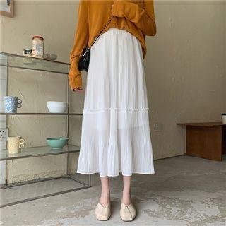 High-waist A-line Accordion Pleat Midi Skirt White - One Size