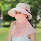 Wide Brim Bucket Hat With Sun Protection Face Mask
