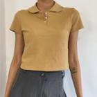 Short-sleeve Plain Slim-fit Polo Shirt