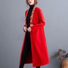 Long Floral Embroidered Frog-buttoned Coat