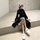 Single Breasted Coat / Floral Long-sleeve Midi A-line Dress