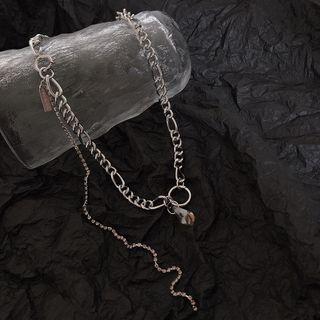 Faux Crystal Pendant Stainless Steel Choker Silver - One Size