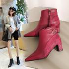 Pointed Snake Grain-panel Block-heel Ankle Boots