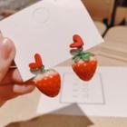 Alloy Resin Heart & Strawberry Dangle Earring One Pair - 01 - Red - One Size