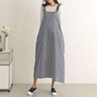 Frilled-strap Gingham Maxi Overall Dress