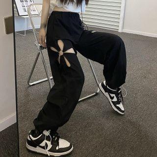 Cutout Drawstring-cuff Pants
