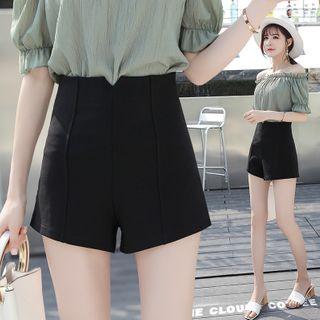 Asymmetric Plain Chiffon Shorts