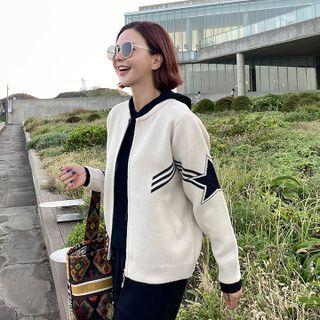 Star-detail Zip-up Cardigan