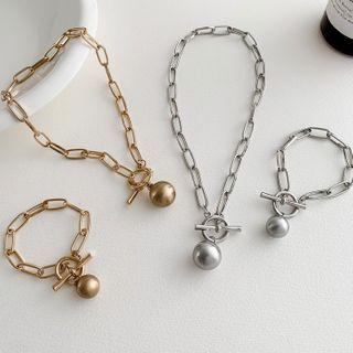Bead Pendant Alloy Necklace