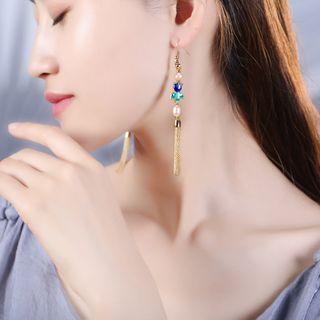 Faux Pearl Fish Tail Fringed Drop Earring / Clip-on Earring